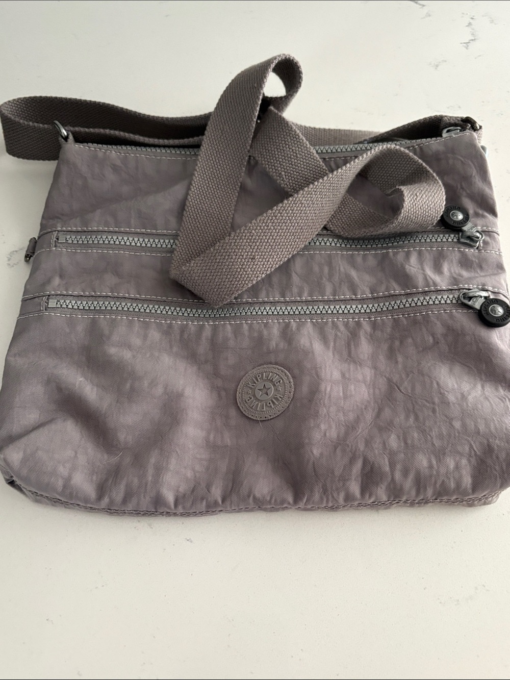 Kipling Dark Gray Nylon Crossbody Messenger Bag-long strap